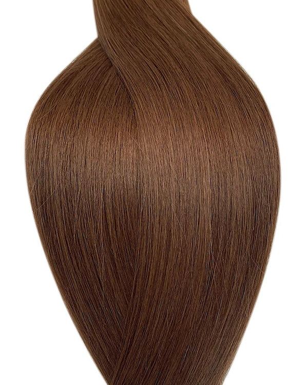 Human micro ring hair extensions UK available in #5 chestnut brown malt chocolate