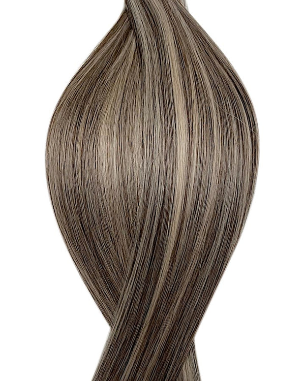 Human genius hair weave extensions UK available in #P2/60B dark brown platinum ash blonde mix toronto promise