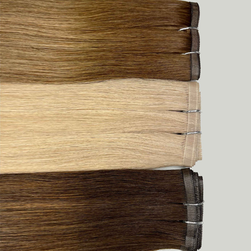 Human tape weave hair extensions UK available in #4 medium brown milk chocolate